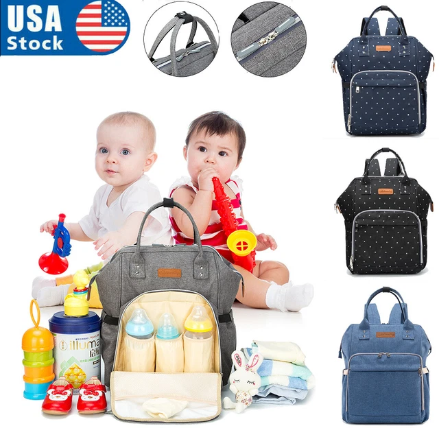 Foldable Diaper Bag Baby Bed Crib Waterproof Mummy Backpack w Pad Stroller Strap