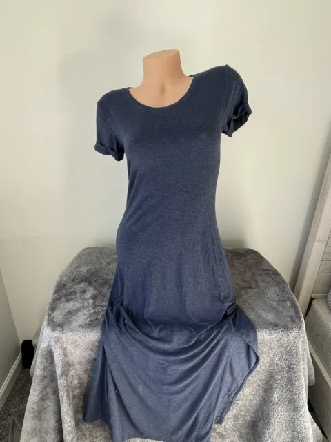 Artisan New York NY Women’s Size S T-Shirt Dress Maxi Slit Blue Comfort 5033