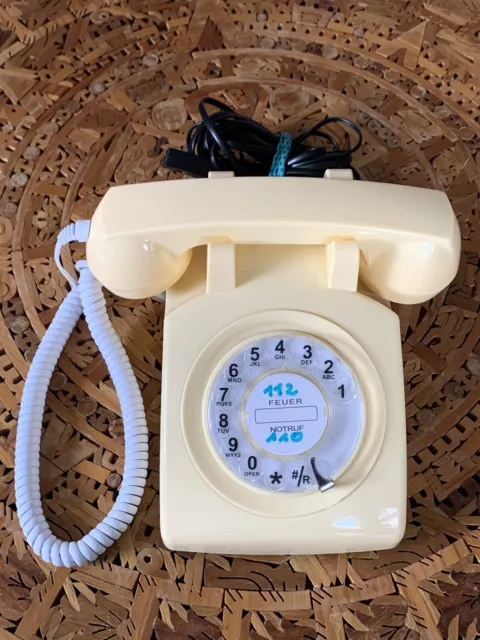 * Retro Telefon mit Wählscheibe in beige Opis 60s cable *