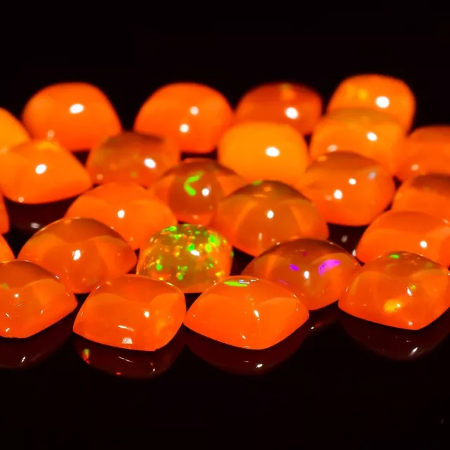 Opale éthiopienne orange cabochon carré pierres précieuses en vrac Lot... 2