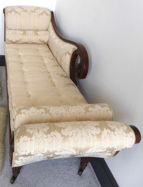 c.1825 Chaise Longue Daybed SOFA settee antique 19th C Gold cream Gillows 78"
