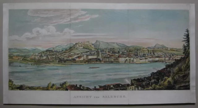 Ansicht von Salzburg - Jakob Hyrtl - Originaler Kupferstich von 1839 2