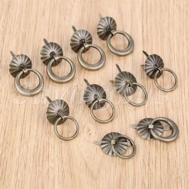 20x Vintage Cabinet Knobs Rings Drawer Cupboard Closet Door Pull Handles Sun Pin
