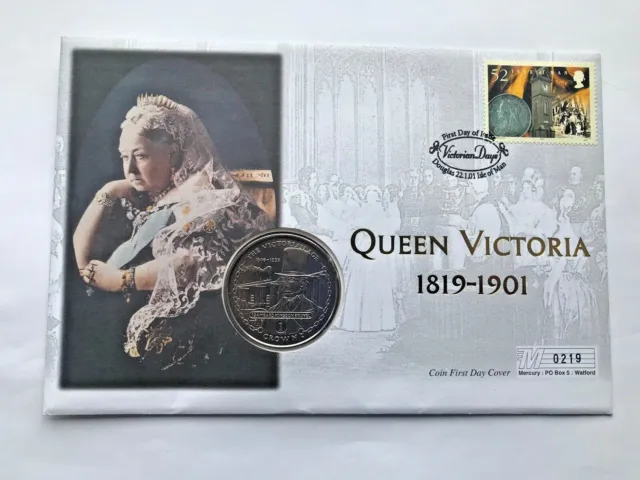 2001 Gibraltar Queen Victoria Brunel One 1 Crown Coin First Day Cover Fdc Bu