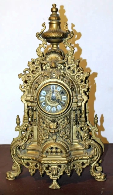 Orologio In Ottone Da Tavolo Da Mensola Per Trittico Funzionante Stile Barocco