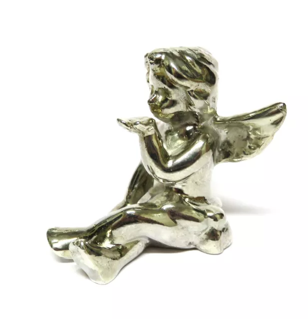 Zarte 925 Silber Figur/ Skulptur - Handkuss vom Engel - Handarbeit - 5.2 cm
