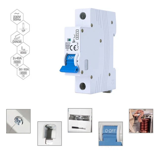 Interruttore interruttore apparecchiature elettriche 240/415 VAC 6 - 63A IP20