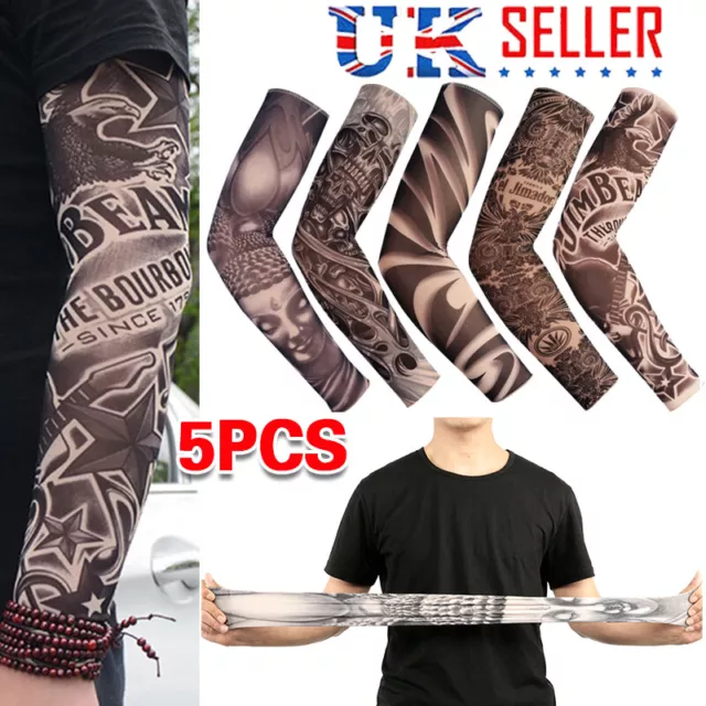 5X Tattoo Sleeves Men Women Nylon Fake Temporary Tatoo Full Arm Sleeve Stocking！