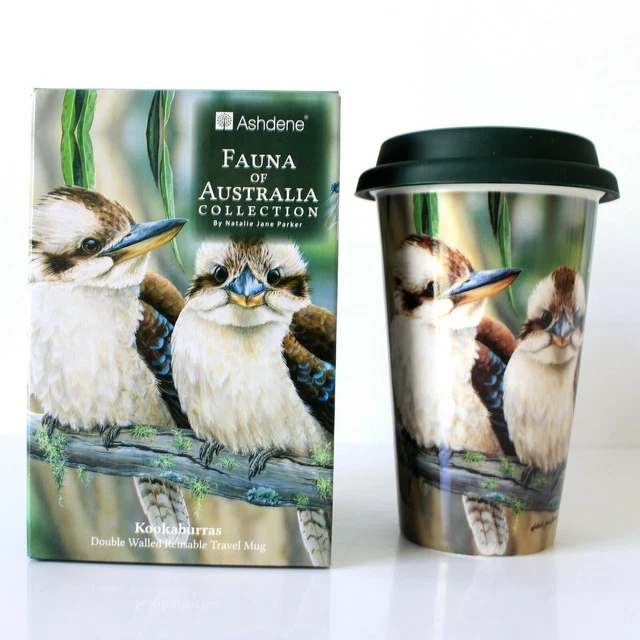 AUSTRALIA SOUVENIR FAUNA Kookaburra & Dragonfly Double Walled China