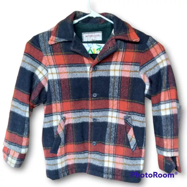 Vintage RARE 1960s McGregor Flannel Plaid Fleece Lined Jacket Size 38 Medium
