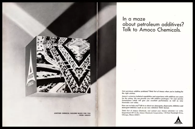 1967 AMOCO Chemicals Petroleum Chicago IL Traffic Jam Maze Cube 2-Page Print Ad