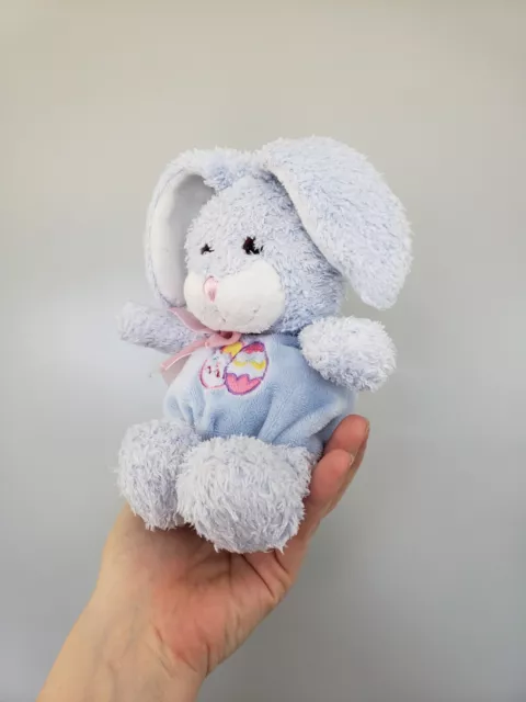 SOFT BLUE BUNNY Rabbit Pink Bow Embroidered Easter Eggs Plush Comforter ...