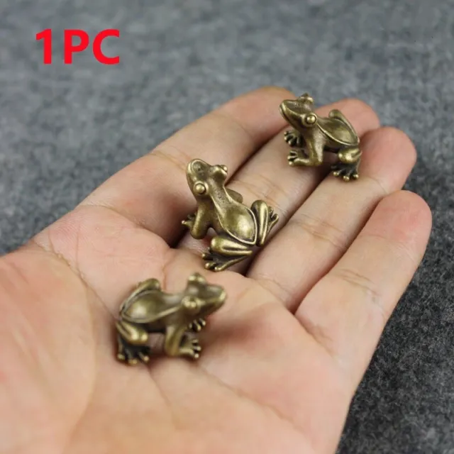 Brass Frog Statue Ornament Copper Animal Figurines Accessories Tea Pet Fun Gifts
