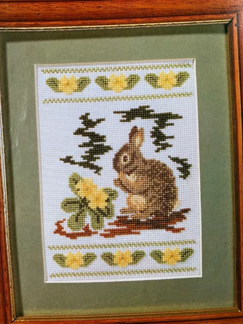 Bunny Rabbits Vintage woodland Animal Sampler Cross stitch Design chart