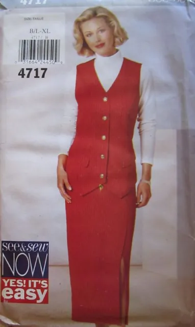 Vintage Butterick SEWING Pattern 4717 Misses EASY Vest Skirt XS-XL UNCUT OOP NEW