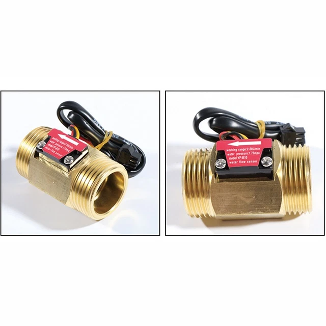 Sensore di flusso di lunga durata acqua elemento Hall corrente ottone 2-50 L/min contatore