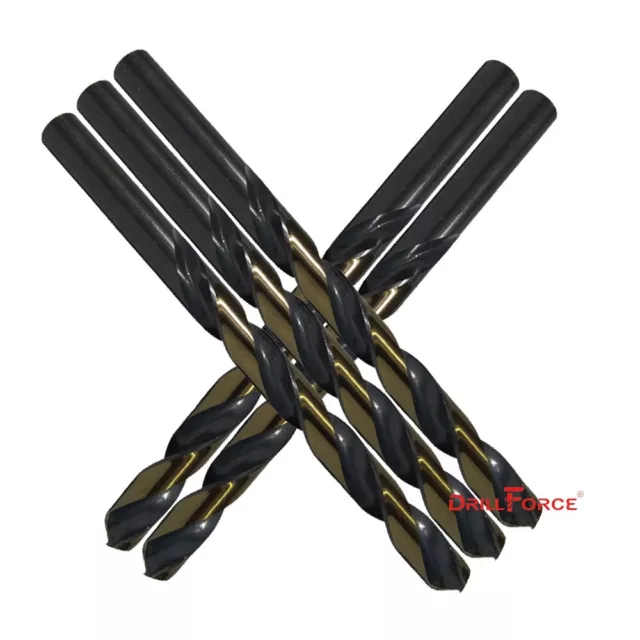 DRILLFORCE 5PCS 3/8" HSS M2 Black Gold TWIST ELECTRIC TOOLS METAL DRILL BITS