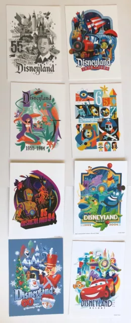 Disneyland 60th Anniversary Post Card Set 8 Cards Pirates Walt Jiminy Cricket