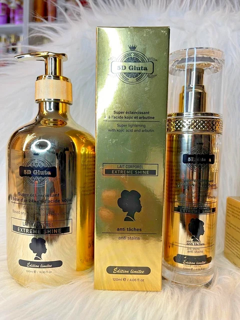 Soin Blanchissant Glutathion Duo Lait claircissant 5D Gluta Extreme Shine  + Booster Teint Blanchissant - Neuf