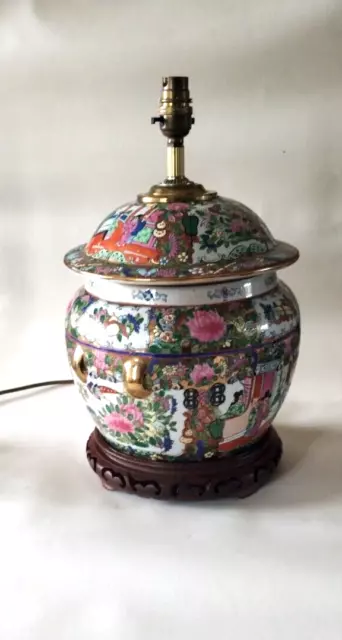 Famille Rose Chinese Ginger Jar Lamp