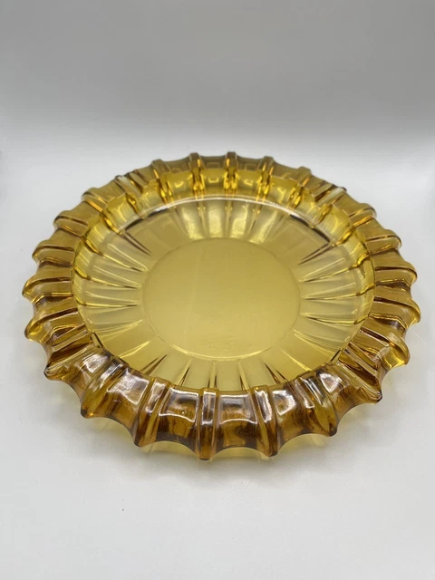 VINTAGE CIRCA 1960’S Blenko Amber Glass Sunflower/Sunburst Ashtray, Ex+