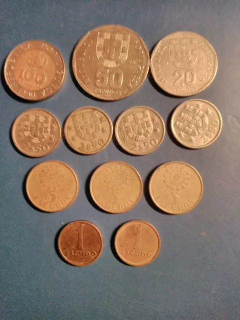PORTUGAL - Lot de 12 pièces monnaie  - Escudos