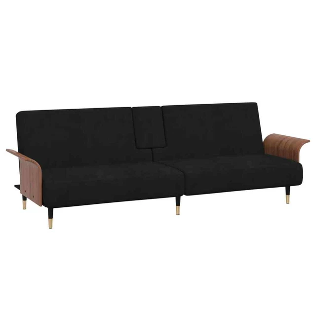 AX Divano Letto Ospiti Nero USB Schienale Regolabile 3Posizioni Velluto + 351854