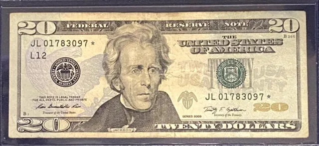 2009 (JL) $20 Twenty Dollar Bill Federal Reserve Note Star San Fran 01783097*