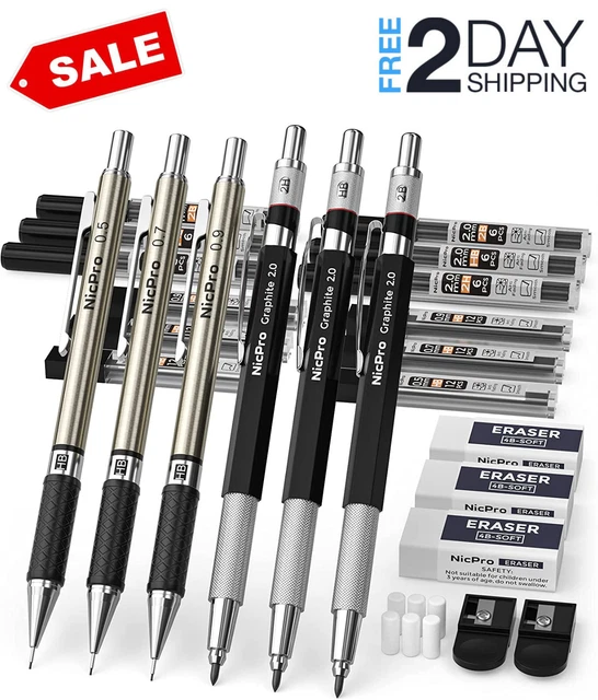 ART MECHANICAL PENCILS Set Metal Drafting Sketching Drawing Pencil
