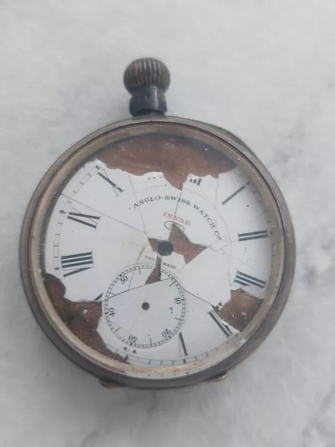 Anglo Swiss Watch Co Lever Pocket Watch. Silver 935 Cased.  Spares/Repairs.