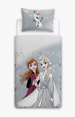 John Lewis Disney Frozen 2 Set Copripiumone Singolo, Anna Elsa, Cotone Reversibile