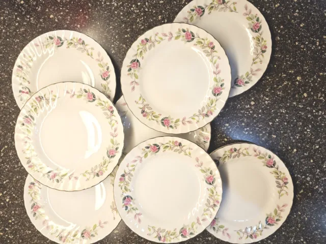 Set of 8 Creative Fine China Regency Rose 2345 Bread Plates  Swirl Scalloped Exc
