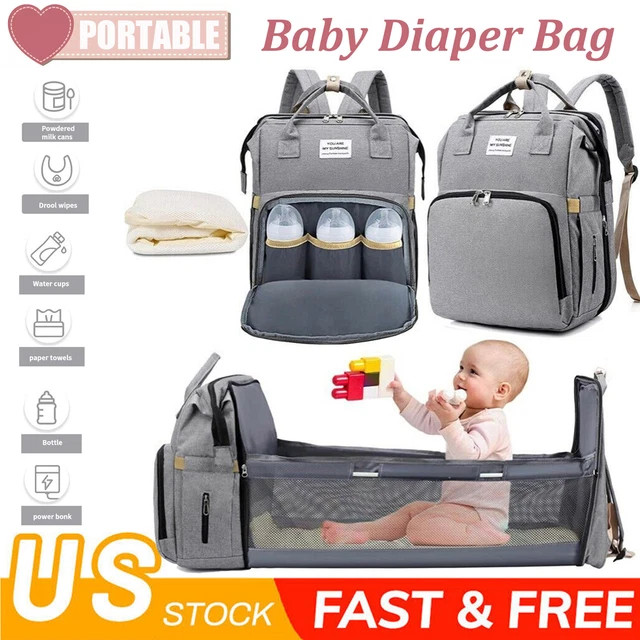 Waterproof 3in1 Diaper Bag Mommy Backpack with Bassinet Crib large pack Travel
