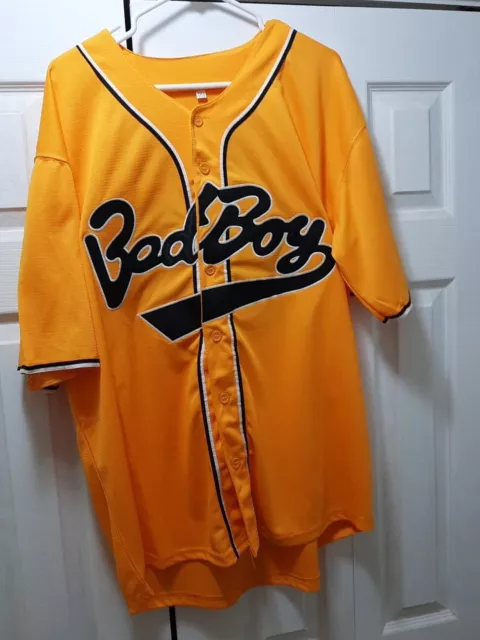 Bad Boy Notorious  Biggie Smalls Baseball Jersey Mens XL Yellow 1a Free Ship