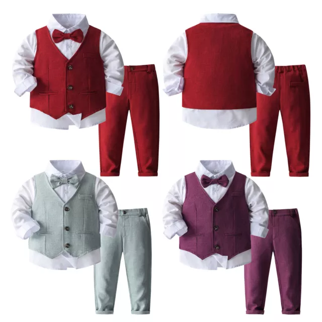 Jungen Set 3 tlg Gentleman Anzug Baby Taufkleidung Fliege + Weste + Hemd Outfit