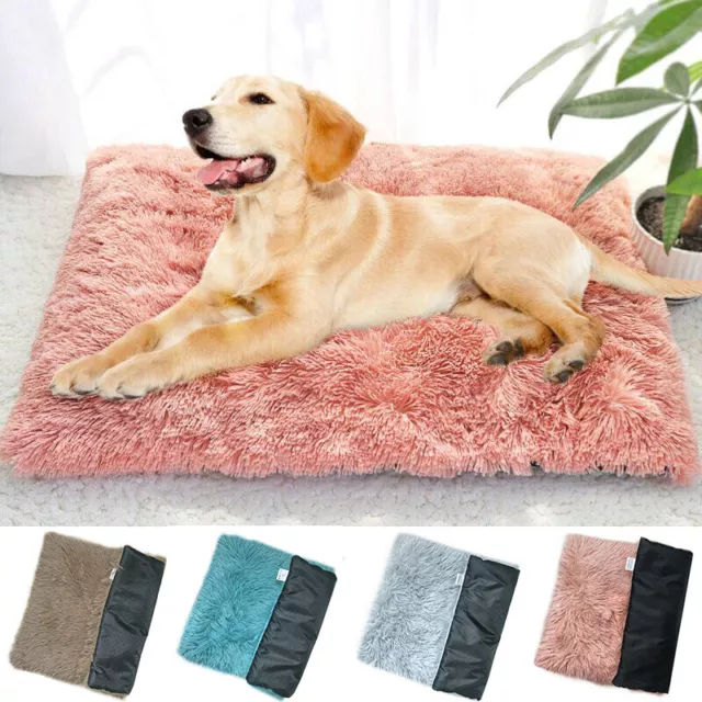Pet Dog Bed Mat Soft Long Plush Cat Calming Bed Kennel Crate Cushion Mattress