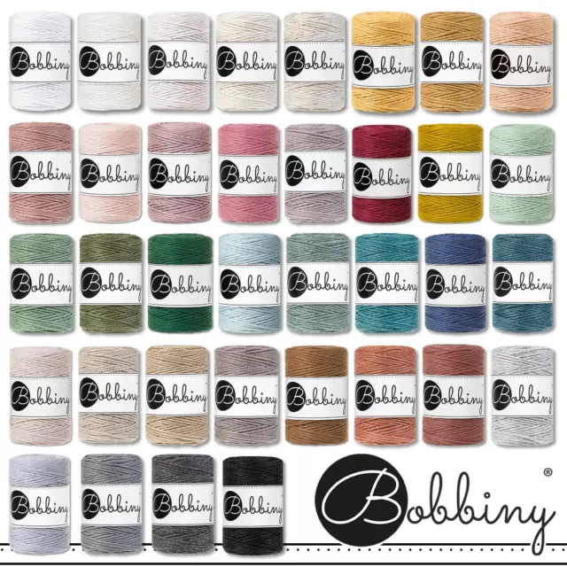 Bobbiny 3x 100M Makramee-Kordel Ø 3 MM Hobby Artesanal Macetero 36 Colores