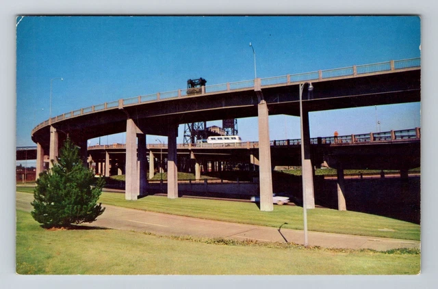 Portland OR-Oregon, Steel Bridge from Harbor Drive, Vintage Postcard