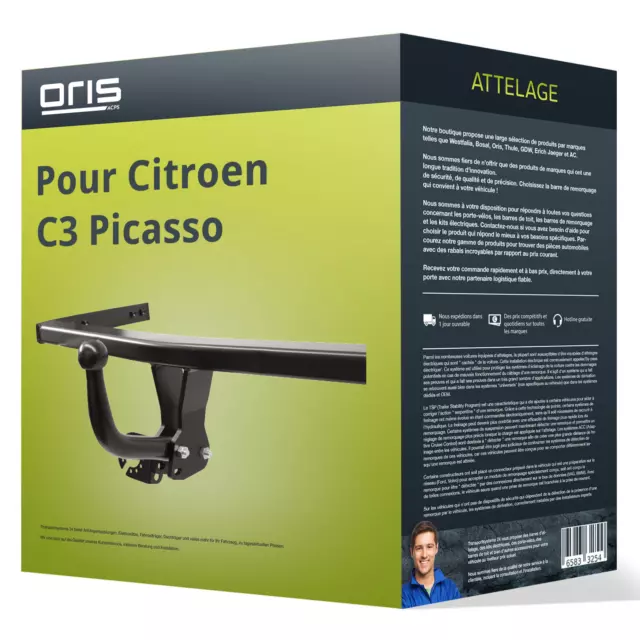 Attelage pour Citroen C3 Picasso type SH démontable avec outil Oris TOP