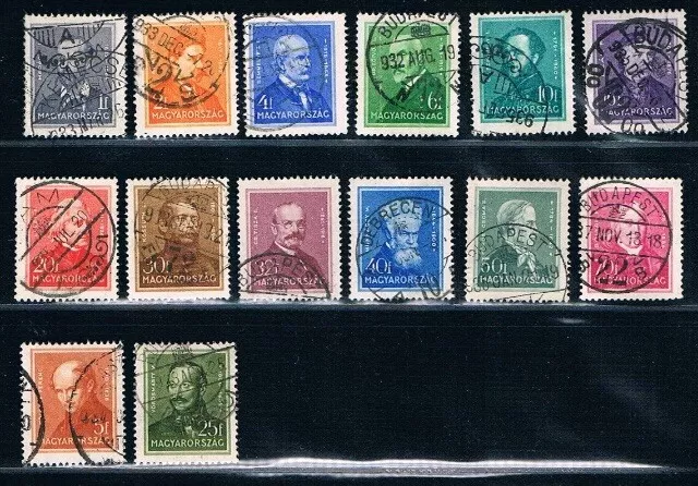 Ungarn 1932 / 1937 : Mi 489 - 500 und 549/50 , Briefm. gestempelt, stamps used