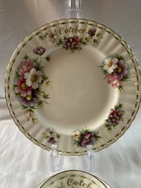 Royal Albert Trio Cups Saucer Plate Flower Of The Month October Mint 3