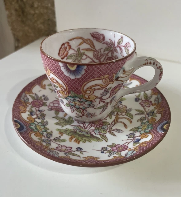 Superbe tasse Et Sous Tasse à café porcelaine de Sarreguemines décor Minton 216