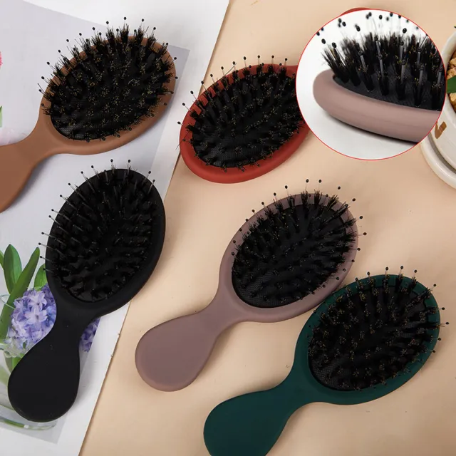 1Pcs Natural Boar Bristle Oval Hair Brush Comb Head Scalp Massage Comb