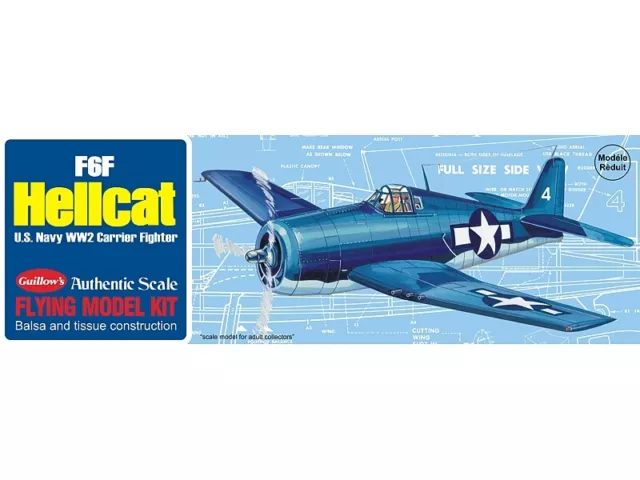 F6F Hellcat 419mm Wingspan Flying Model Balsa Aircraft Kit from Guillow's