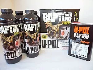 UPOL Raptor BLANC revêtement d'uréthène dur doublure de lit pour camion + pistolet de pulvérisation Schultz