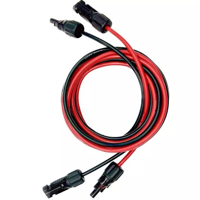 Black Red 10 AWG Solar Panel Extension Cable Silicone Flexible Wire Connectors