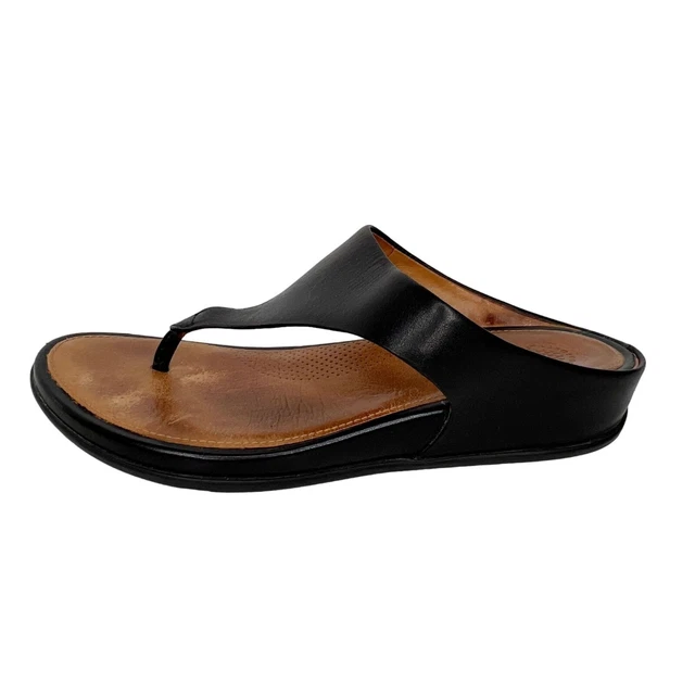 Fitflop 7 Womens Black Thong Slip On Sandal Comfort Orthopedic Walking