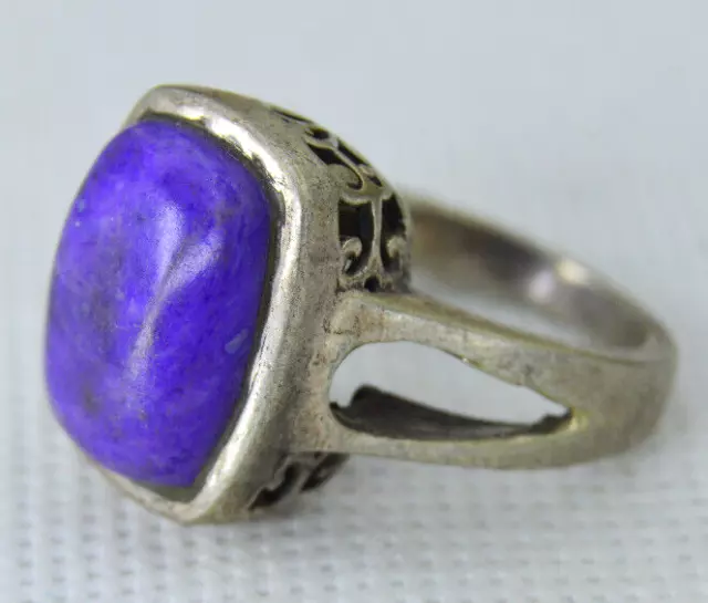 Ancient Old Solid Silver Antique Ring Viking With Blue Stone Amazing Artifact