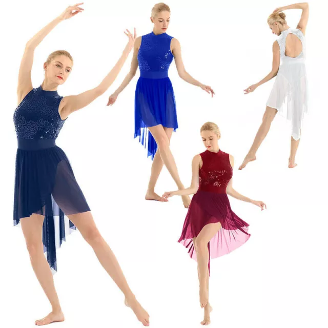Women Adult Ballet Dance Leotard Dress Lyrical Modern Dancewear Bodysuit Costume