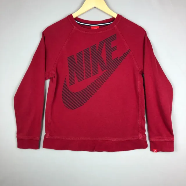 Felpa Nike ragazzi grande maglione rosso misto cotone Athleisure grande swoosh